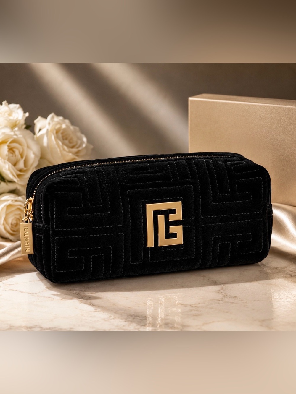 Balmain beauty Toiletry Pouch cosmetic bag new velvet